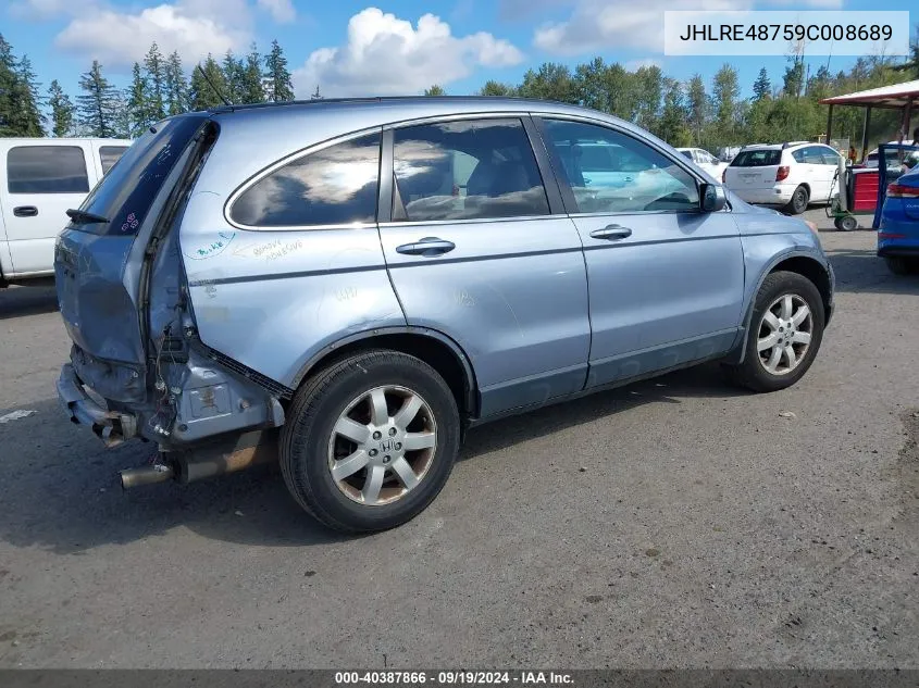 2009 Honda Cr-V Ex-L VIN: JHLRE48759C008689 Lot: 40387866