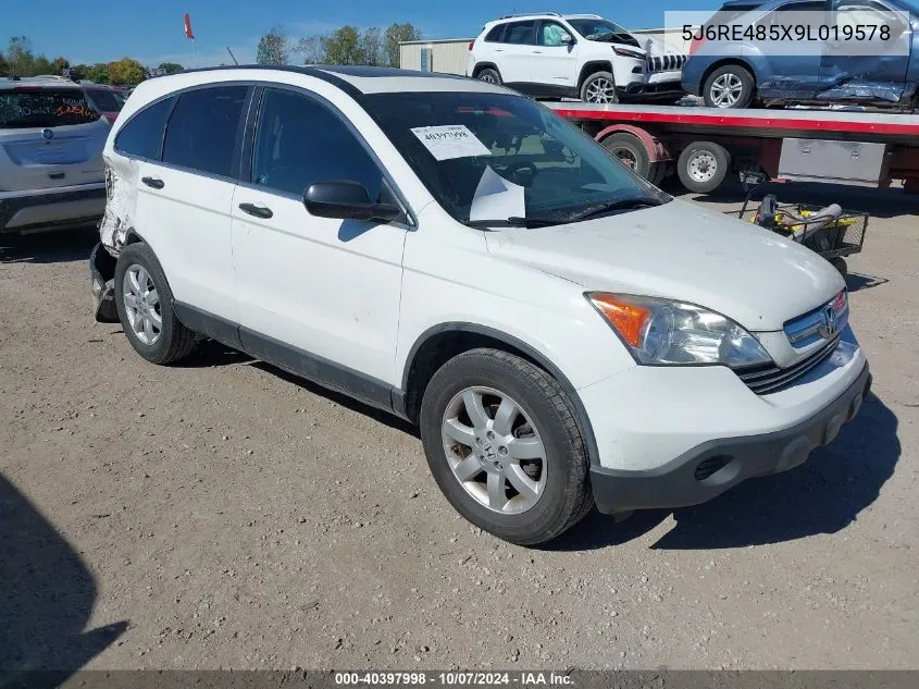 2009 Honda Cr-V Ex VIN: 5J6RE485X9L019578 Lot: 40397998