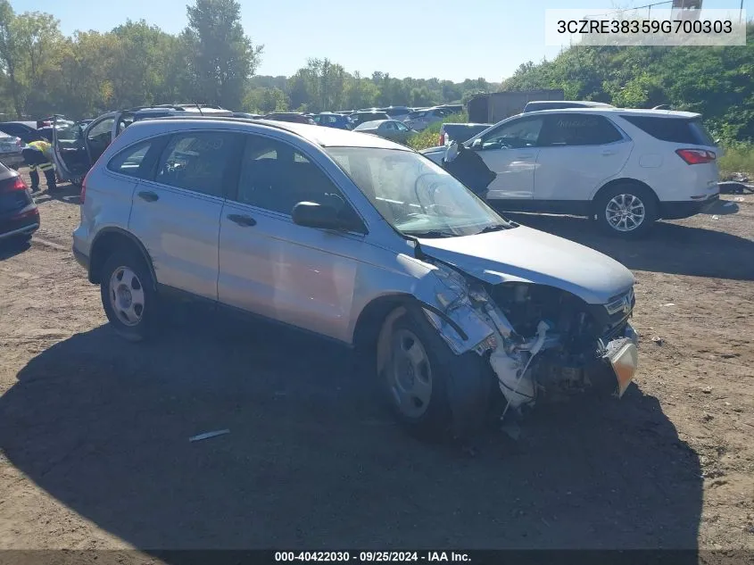 2009 Honda Cr-V Lx VIN: 3CZRE38359G700303 Lot: 40422030