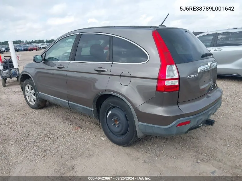 2009 Honda Cr-V Ex-L VIN: 5J6RE38789L001642 Lot: 40423667