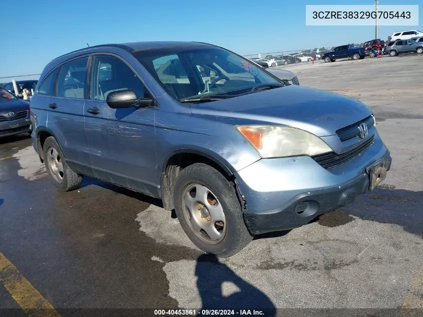 2009 Honda Cr-V Lx VIN: 3CZRE38329G705443 Lot: 40453861