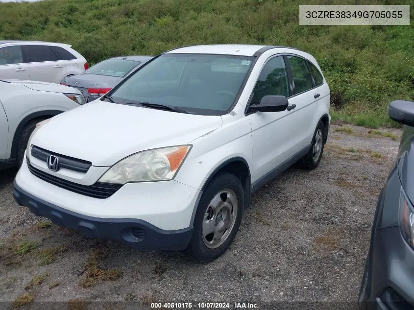 2009 Honda Cr-V Lx VIN: 3CZRE38349G705055 Lot: 40510175