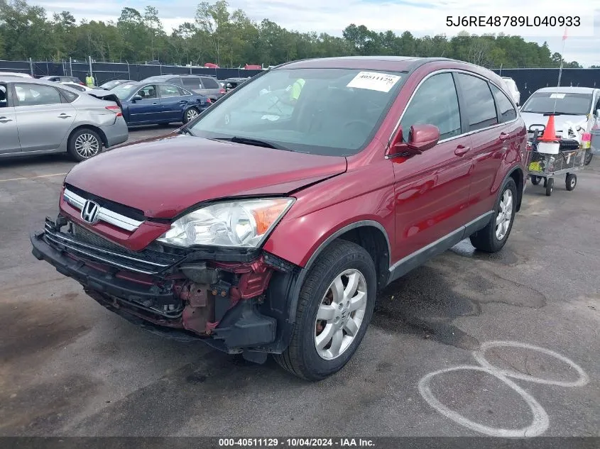 2009 Honda Cr-V Ex-L VIN: 5J6RE48789L040933 Lot: 40511129