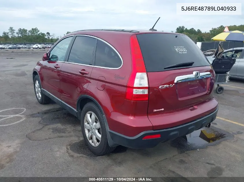 2009 Honda Cr-V Ex-L VIN: 5J6RE48789L040933 Lot: 40511129