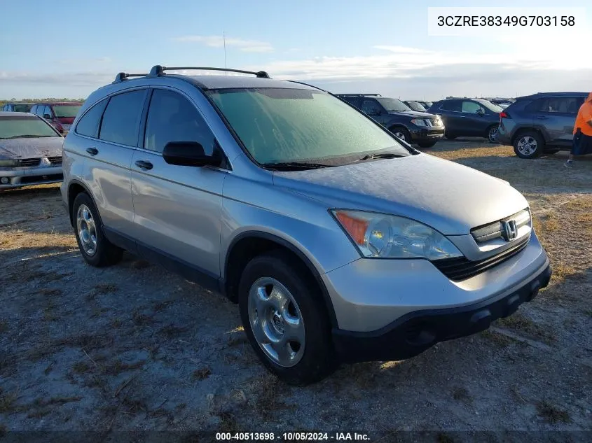 2009 Honda Cr-V Lx VIN: 3CZRE38349G703158 Lot: 40513698