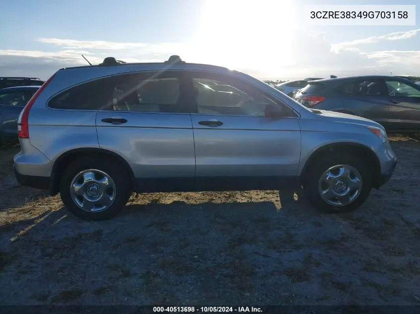 2009 Honda Cr-V Lx VIN: 3CZRE38349G703158 Lot: 40513698