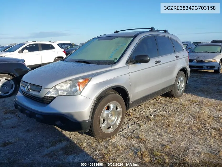 2009 Honda Cr-V Lx VIN: 3CZRE38349G703158 Lot: 40513698