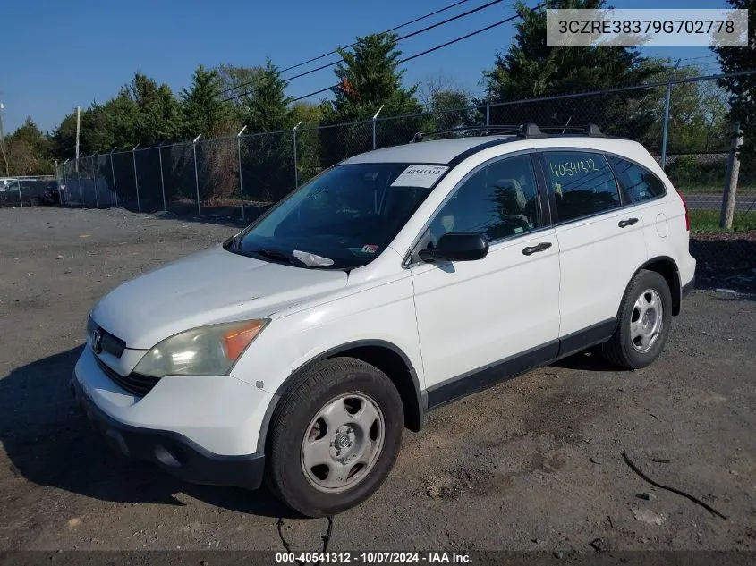 2009 Honda Cr-V Lx VIN: 3CZRE38379G702778 Lot: 40541312