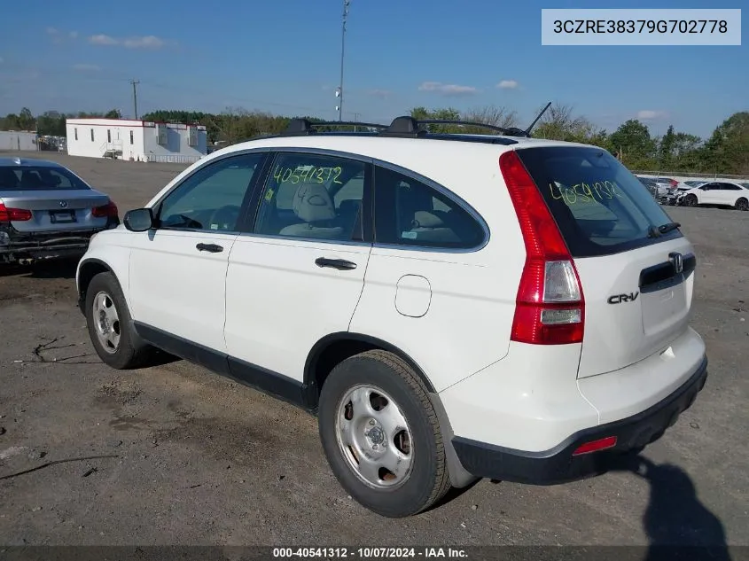 2009 Honda Cr-V Lx VIN: 3CZRE38379G702778 Lot: 40541312