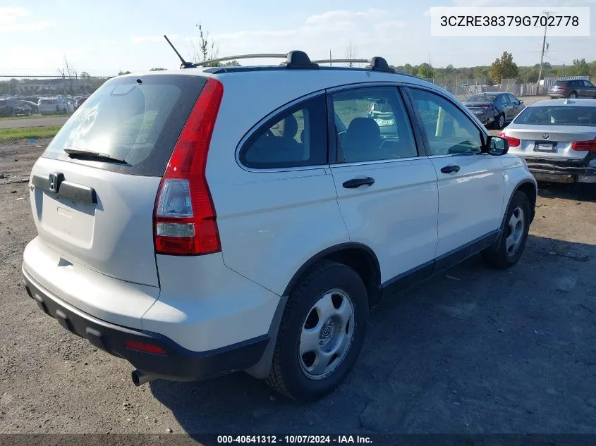 2009 Honda Cr-V Lx VIN: 3CZRE38379G702778 Lot: 40541312