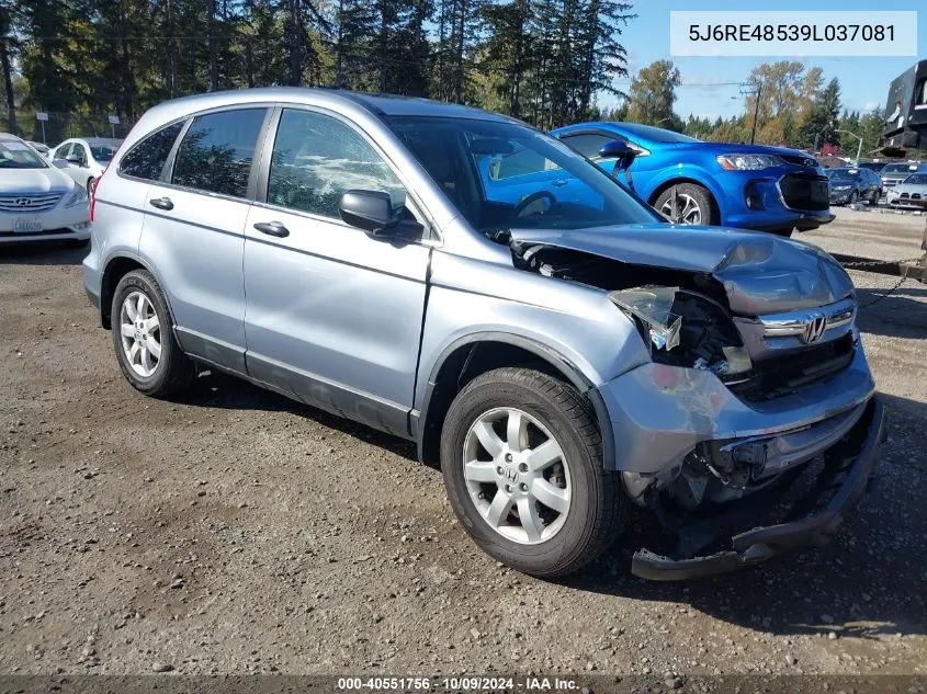 2009 Honda Cr-V Ex VIN: 5J6RE48539L037081 Lot: 40551756