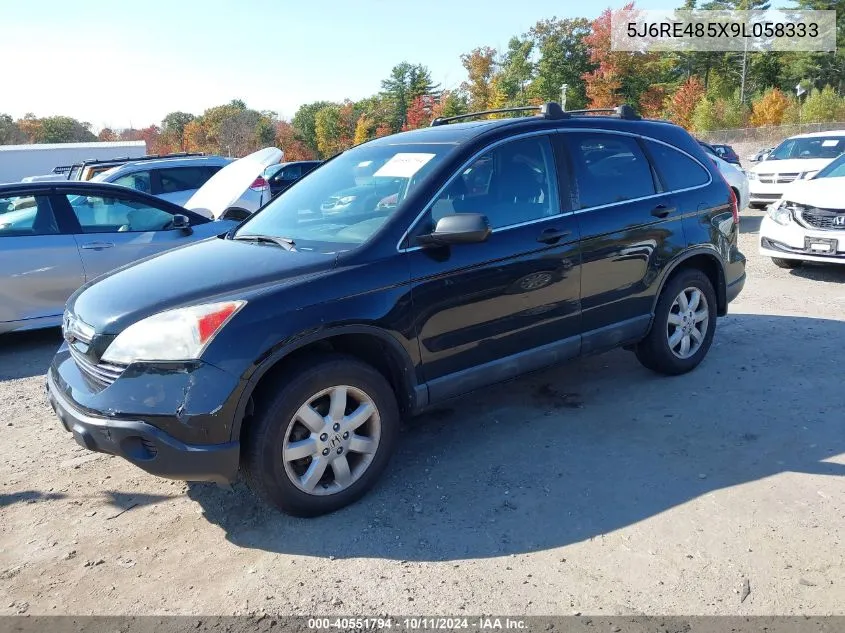 5J6RE485X9L058333 2009 Honda Cr-V Ex