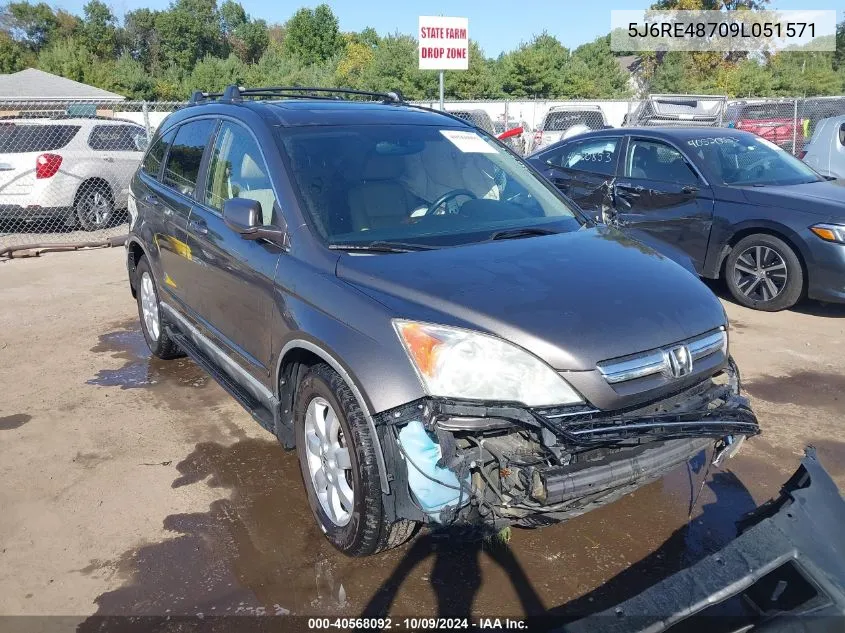 2009 Honda Cr-V Ex-L VIN: 5J6RE48709L051571 Lot: 40568092