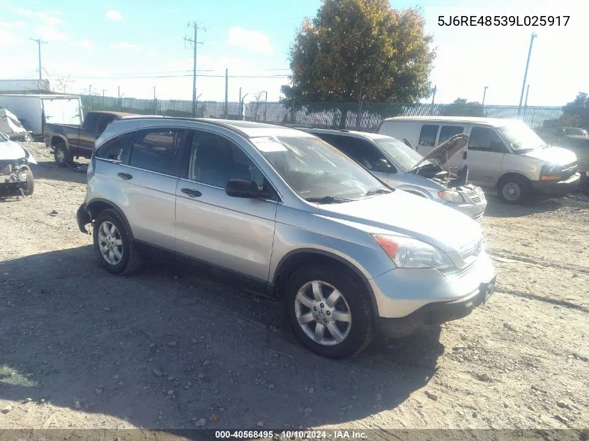 2009 Honda Cr-V Ex VIN: 5J6RE48539L025917 Lot: 40568495