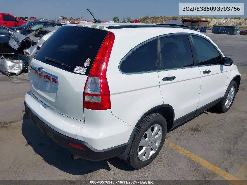 2009 Honda Cr-V Ex VIN: 3CZRE38509G703756 Lot: 40576943