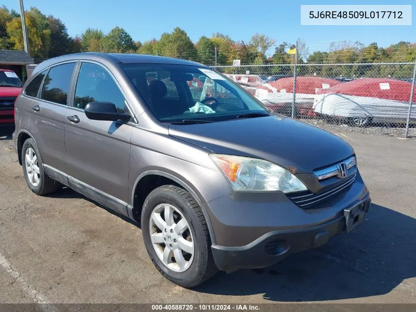 2009 Honda Cr-V Ex VIN: 5J6RE48509L017712 Lot: 40588720