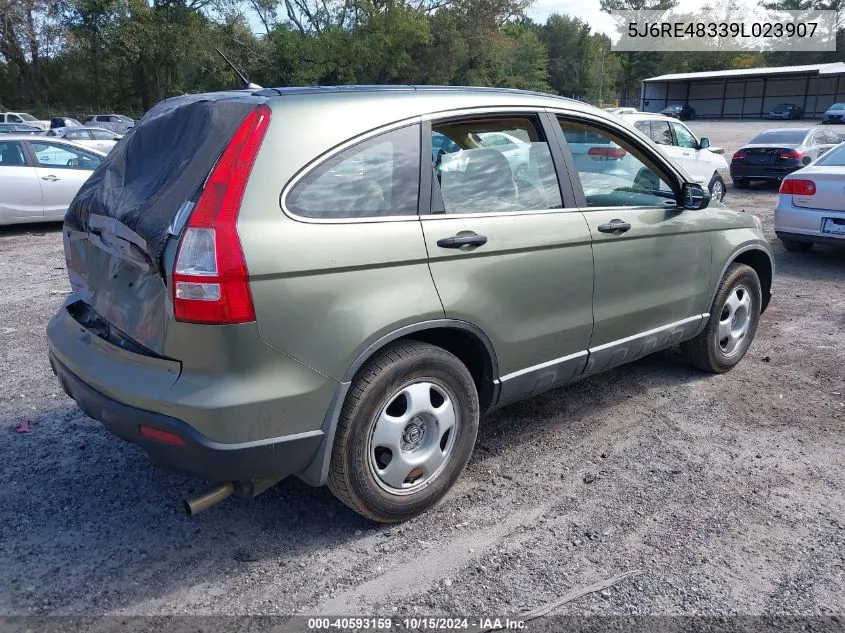 2009 Honda Cr-V Lx VIN: 5J6RE48339L023907 Lot: 40593159