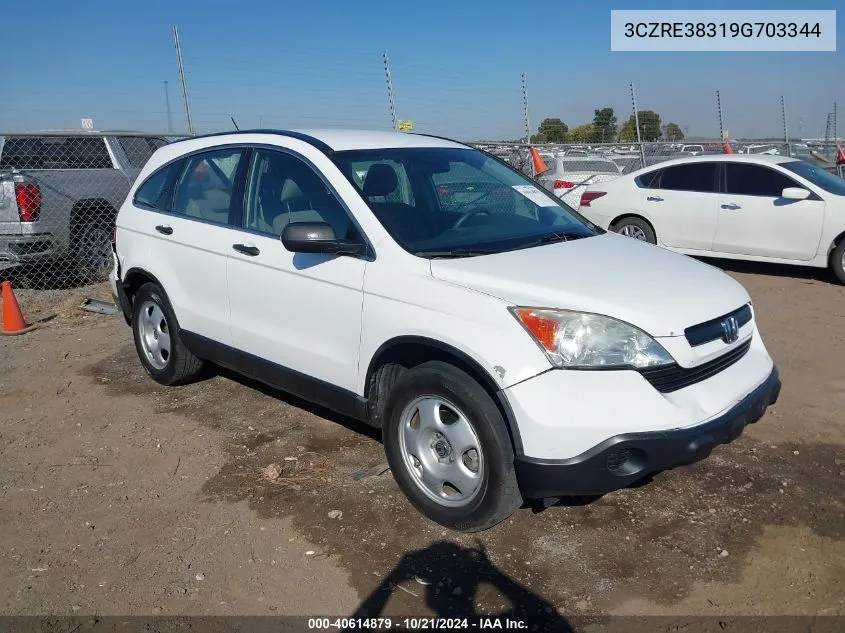 2009 Honda Cr-V Lx VIN: 3CZRE38319G703344 Lot: 40614879