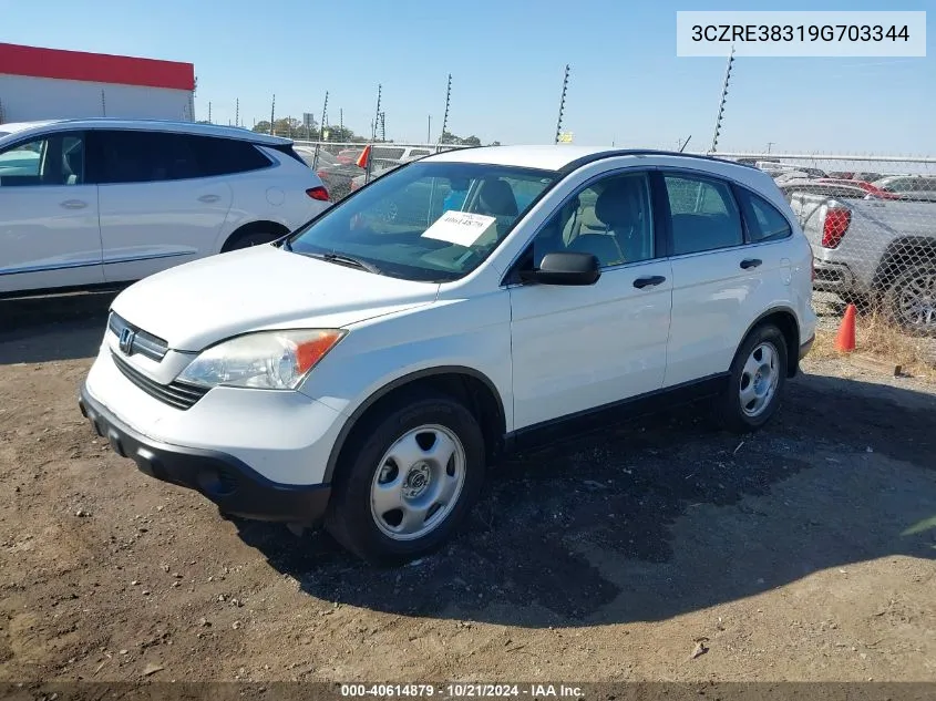 2009 Honda Cr-V Lx VIN: 3CZRE38319G703344 Lot: 40614879