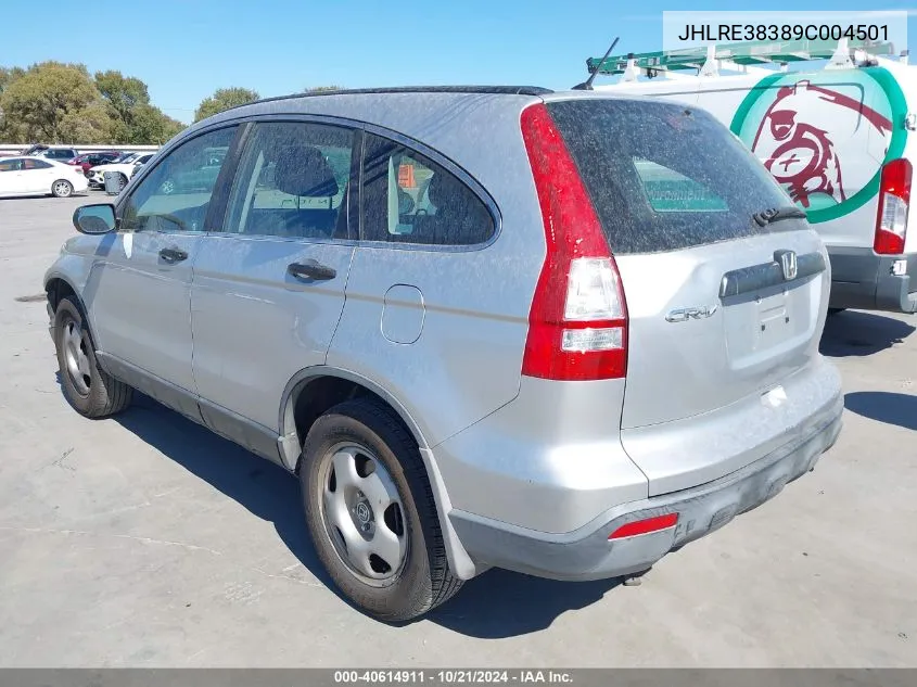 2009 Honda Cr-V Lx VIN: JHLRE38389C004501 Lot: 40614911