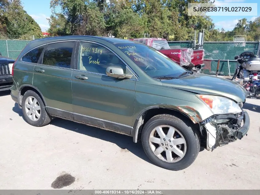 2009 Honda Cr-V Ex-L VIN: 5J6RE38719L027029 Lot: 40619314