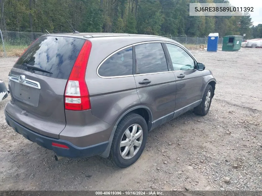 5J6RE38589L011392 2009 Honda Cr-V Ex