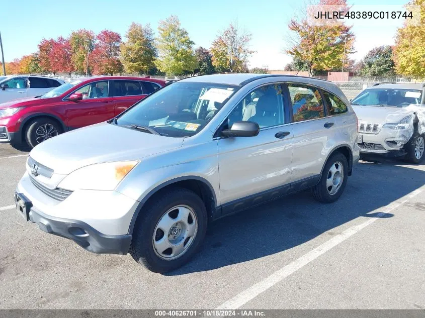 JHLRE48389C018744 2009 Honda Cr-V Lx