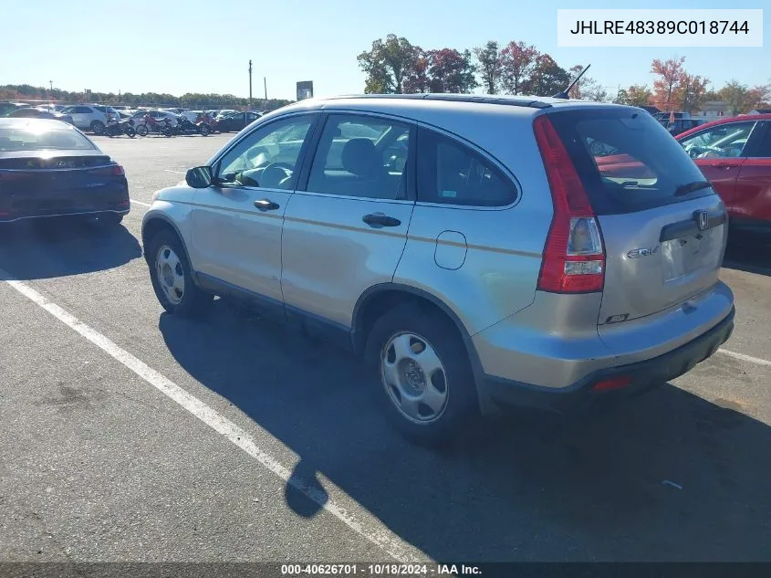 2009 Honda Cr-V Lx VIN: JHLRE48389C018744 Lot: 40626701