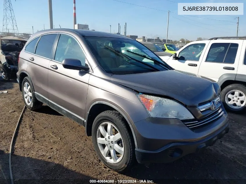 2009 Honda Cr-V Ex-L VIN: 5J6RE38739L018008 Lot: 40654380