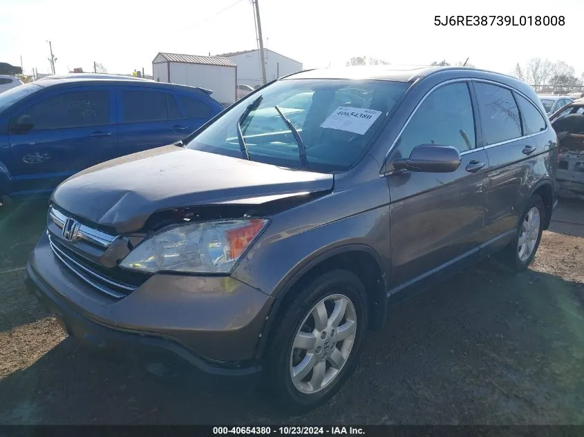 2009 Honda Cr-V Ex-L VIN: 5J6RE38739L018008 Lot: 40654380