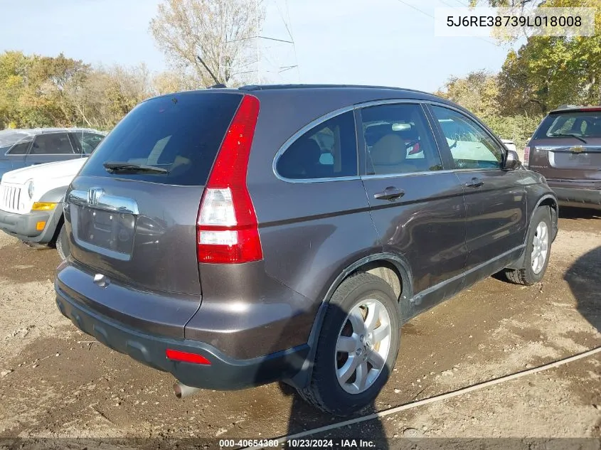 2009 Honda Cr-V Ex-L VIN: 5J6RE38739L018008 Lot: 40654380