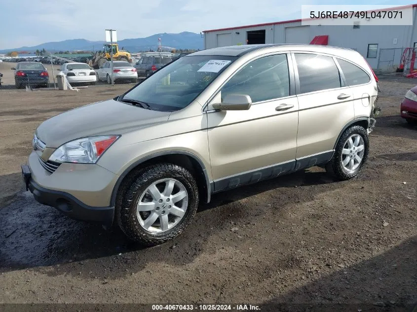 2009 Honda Cr-V Ex-L VIN: 5J6RE48749L047071 Lot: 40670433