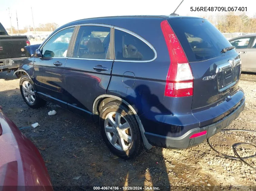 2009 Honda Cr-V Ex-L VIN: 5J6RE48709L067401 Lot: 40674786