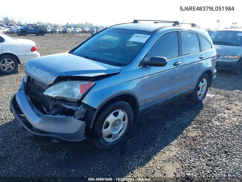 2009 Honda Cr-V Lx VIN: 5J6RE48379L051984 Lot: 40681946