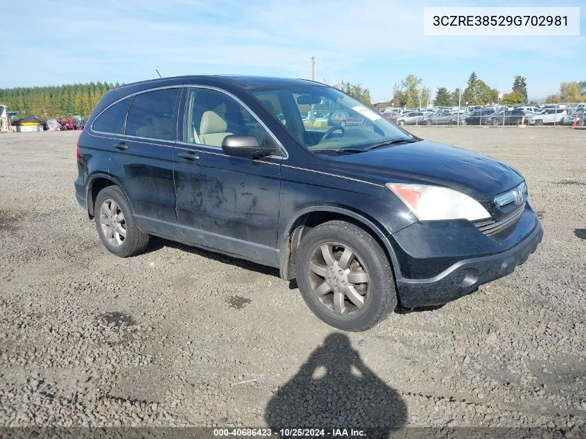 2009 Honda Cr-V Ex VIN: 3CZRE38529G702981 Lot: 40686423