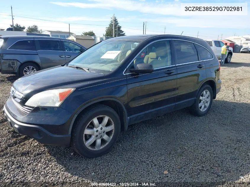 2009 Honda Cr-V Ex VIN: 3CZRE38529G702981 Lot: 40686423