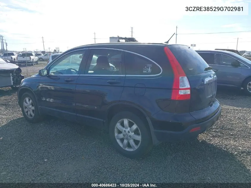 2009 Honda Cr-V Ex VIN: 3CZRE38529G702981 Lot: 40686423