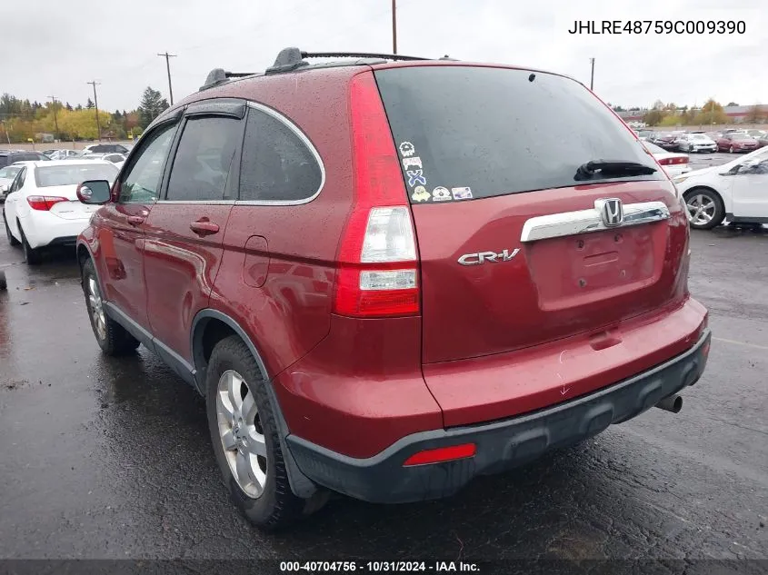 2009 Honda Cr-V Ex-L VIN: JHLRE48759C009390 Lot: 40704756