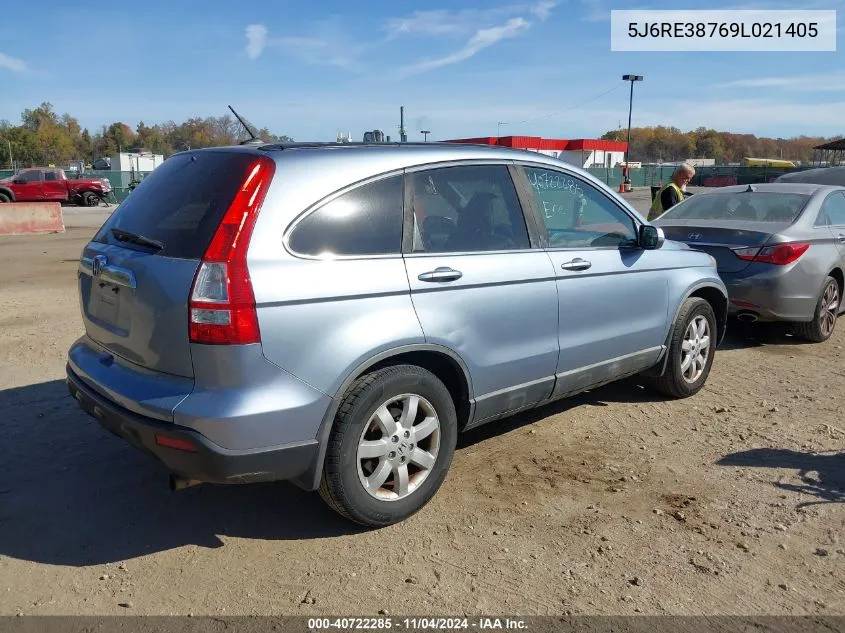 2009 Honda Cr-V Ex-L VIN: 5J6RE38769L021405 Lot: 40722285