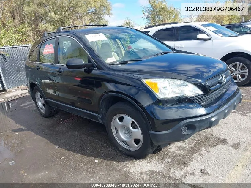 2009 Honda Cr-V Lx VIN: 3CZRE383X9G706467 Lot: 40738945