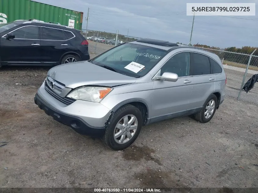 2009 Honda Cr-V Ex-L VIN: 5J6RE38799L029725 Lot: 40763550