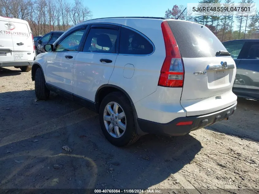 2009 Honda Cr-V Ex VIN: 5J6RE48559L047501 Lot: 40765084