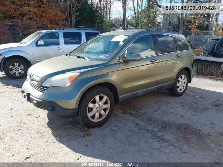 2009 Honda Cr-V Ex-L VIN: 5J6RE48709L019428 Lot: 40766698