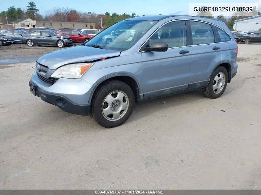 2009 Honda Cr-V Lx VIN: 5J6RE48329L010839 Lot: 40769737