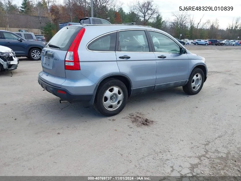 2009 Honda Cr-V Lx VIN: 5J6RE48329L010839 Lot: 40769737