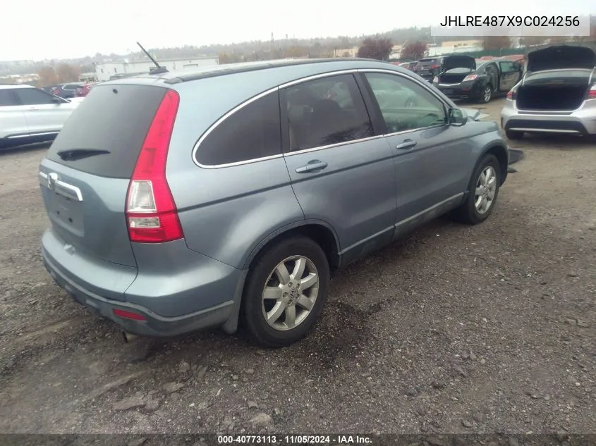 2009 Honda Cr-V Ex-L VIN: JHLRE487X9C024256 Lot: 40773113