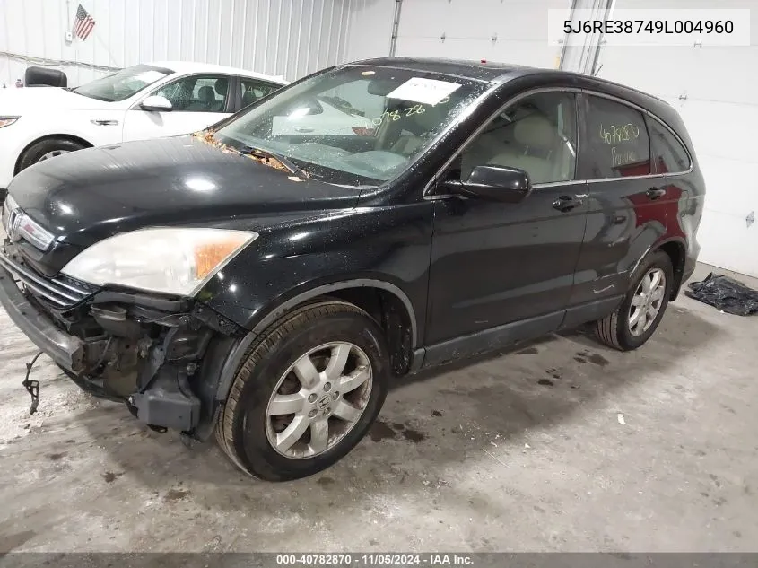 2009 Honda Cr-V Ex-L VIN: 5J6RE38749L004960 Lot: 40782870