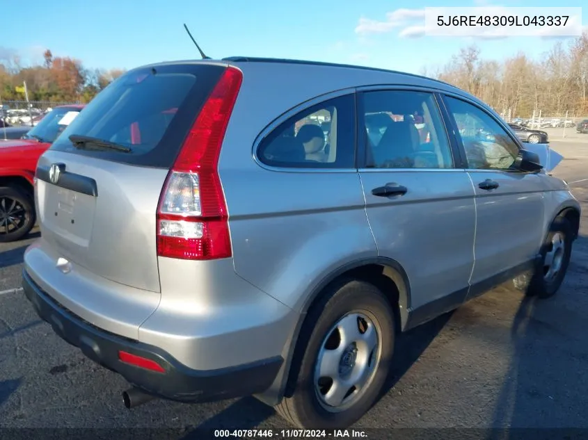 2009 Honda Cr-V Lx VIN: 5J6RE48309L043337 Lot: 40787446