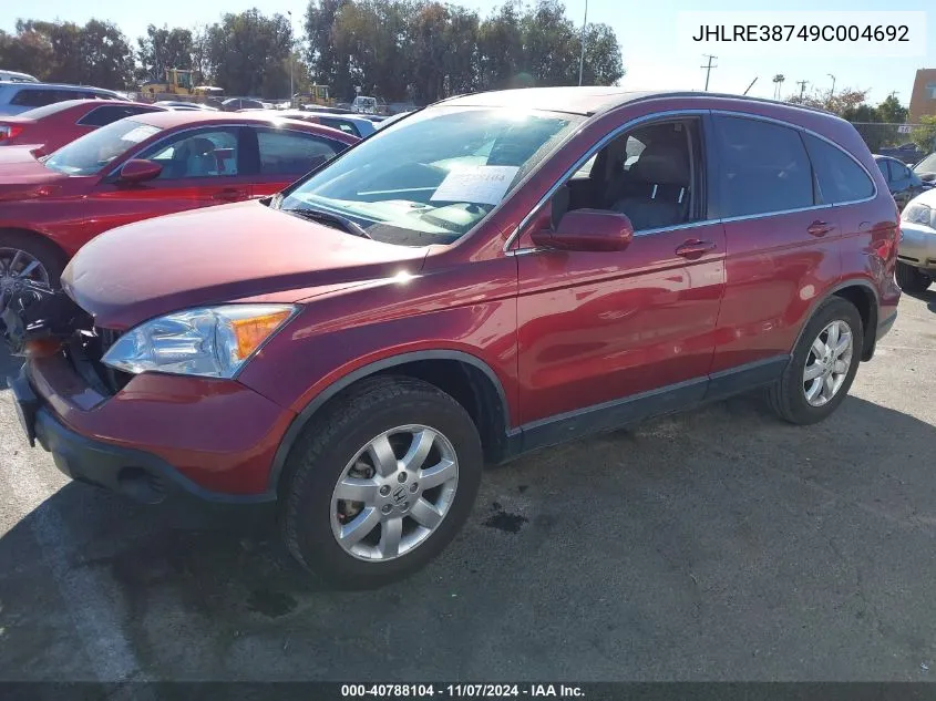 2009 Honda Cr-V Ex-L VIN: JHLRE38749C004692 Lot: 40788104