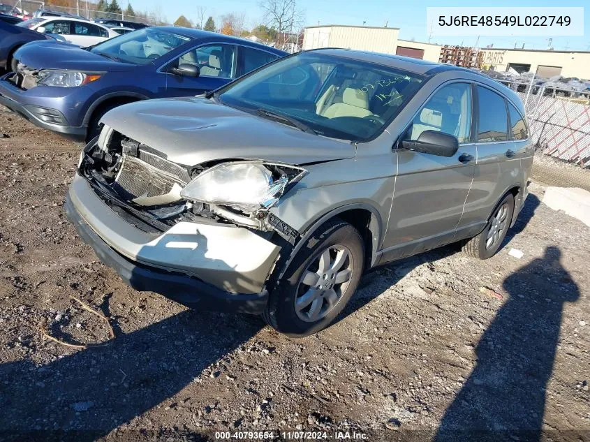 5J6RE48549L022749 2009 Honda Cr-V Ex